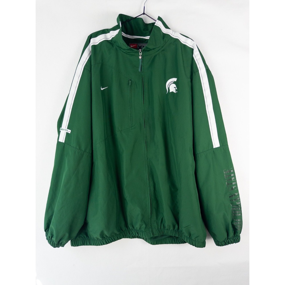 Nike Michigan State Spartans Jacket Mens XXL Green Full Zip Windbreaker Track